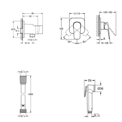 Готовый комплект для гигиенического душа Grohe Cubeo (UA11183003) купить в САНН Одесса