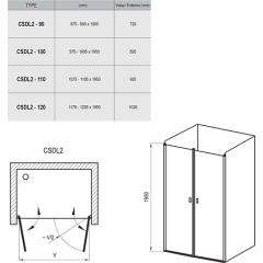Душеві двері CSDL2- 110 Білий TRANSPARENT купить в САНН Одесса