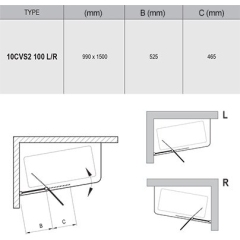 Штора для ванни 10 CVS2-100 R Полір. алюм. TRANSPARENT купить в САНН Одесса