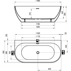 Ванна FREEDOM W 1660x800 окремостояча купить в САНН Одесса