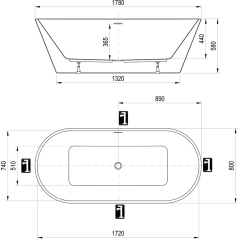Ванна SOLO 1780x800 окремостояча купить в САНН Одесса