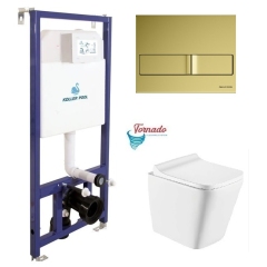 Інсталяція Koller Pool Dune 1200SL + Neon Gold панель змиву + підвісний унітаз TREND з сидінням Soft-close (змив Торнадо) купити в САНН Одеса
