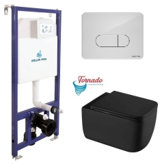 Инсталляция Koller Pool Dune 1200SL + Orion Cosmo White панель смыва + подвесной унитаз KVADRO START Black matt з сидінням Soft-close (змив Торнадо) купить в САНН Одесса