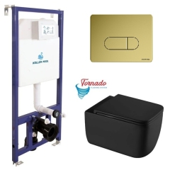 Инсталляция Koller Pool Dune 1200SL + Orion Cosmo Gold панель смыва + подвесной унитаз KVADRO START Black matt з сидінням Soft-close (змив Торнадо) купить в САНН Одесса