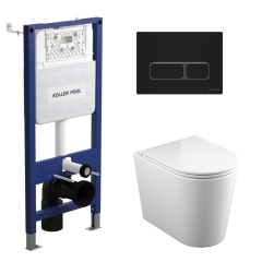 Инсталляция Koller Pool AQUA LINE + EDGE Black панель смыва + унитаз подвесной GRACE з сидінням Soft-close (змив Тоrnado 3) купить в САНН Одесса