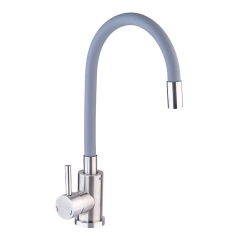 Смеситель для кухни CHAMPION SUS-011 Refl.Gray с силиконовым изливом (нерж. сталь) (CH0333)