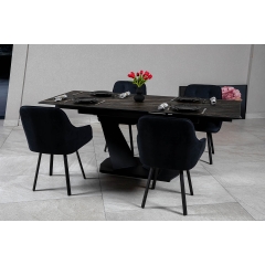 Стіл ЛУАРА 140(200)*80*76 Laminam Naturali Noir Desir (3mm)
