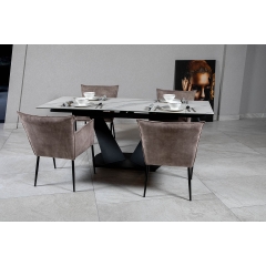 Стіл ЛУАРА 140(200)*80*76 Laminam Bianco Statuario Venato (3mm)