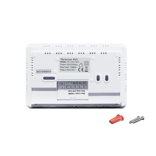 Недельный программируемый сенсорный термостат c WiFi (220v) Thermo Alliance ТА-2701WiFi, изображение 9