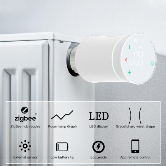 ZigBee Беспроводной програмируемый сервопривод для термостатического крана (Белый матовый) ZTRV-BY-100(W), изображение 2