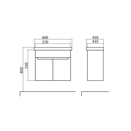Тумба Омега консольна 60 см з умивальником Frame, изображение 7
