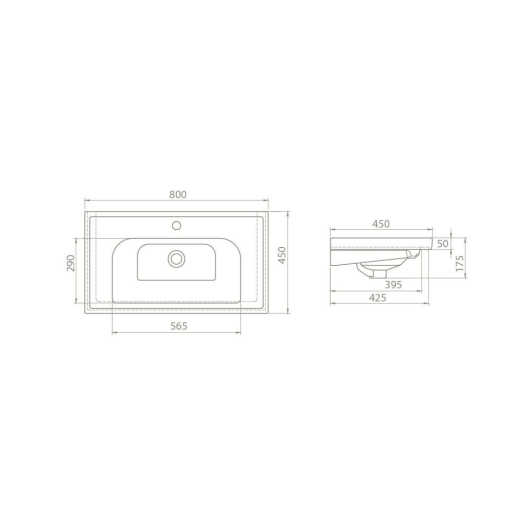 Тумба Омега консольна 80 см з умивальником Frame, изображение 7