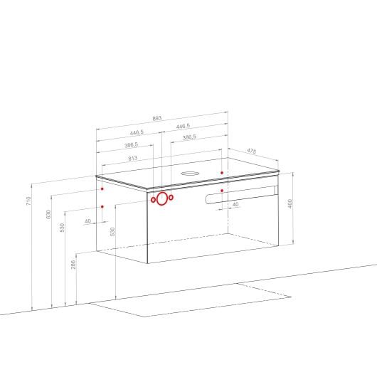 Тумба Остiн білий мат зі стільницею 100 см та умивальником One 67 см Овал чорний, изображение 5