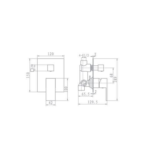 Смеситель для ванны и душа AVALON скрытого монтажа AF-L3B038CP (2 функции), изображение 2