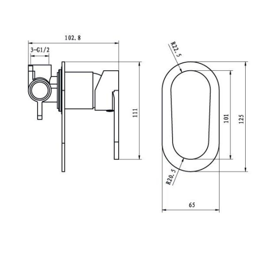 Смеситель для душа IMPERIAL скрытого монтажа AF-L3B072CP (1 функция), изображение 2