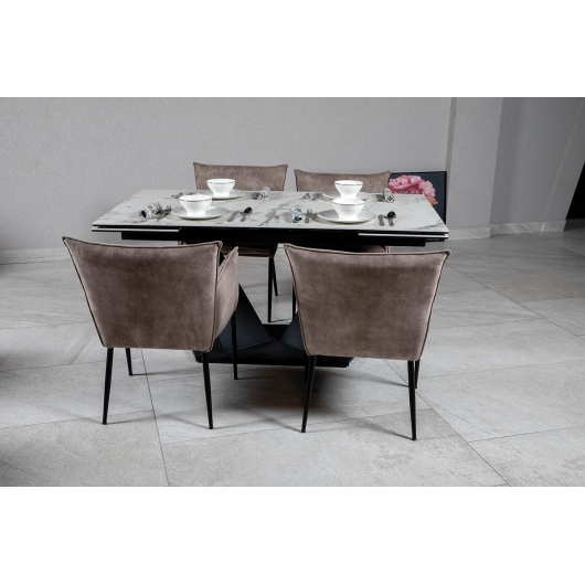 Стіл ЛУАРА 140(200)*80*76 Laminam Invisible white (5mm), изображение 3
