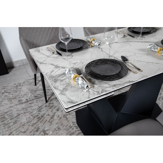 Стіл ЛУАРА 140(200)*80*76 Laminam Invisible white (5mm), изображение 5