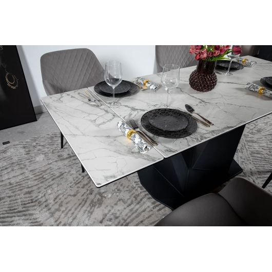 Стіл ЛУАРА 140(200)*80*76 Laminam Invisible white (5mm), изображение 9