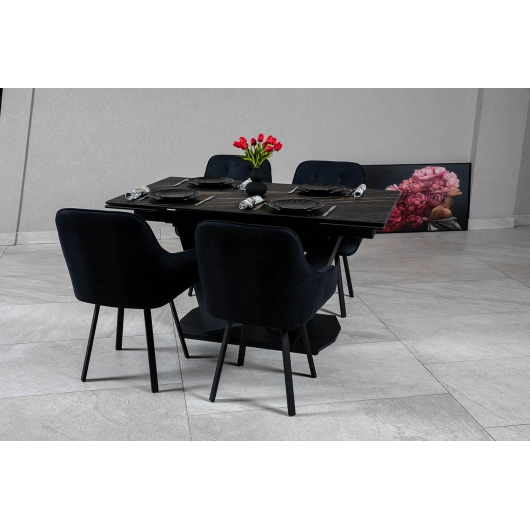 Стіл ЛУАРА 140(200)*80*76 Laminam Naturali Noir Desir (3mm), изображение 2