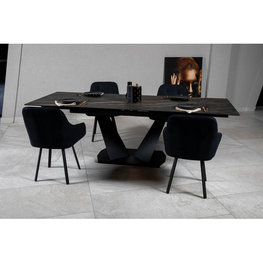 Стіл ЛУАРА 140(200)*80*76 Laminam Naturali Noir Desir (3mm), изображение 4