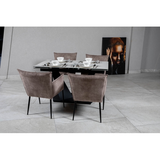 Стіл ЛУАРА 140(200)*80*76 Laminam Bianco Statuario Venato (3mm), изображение 2