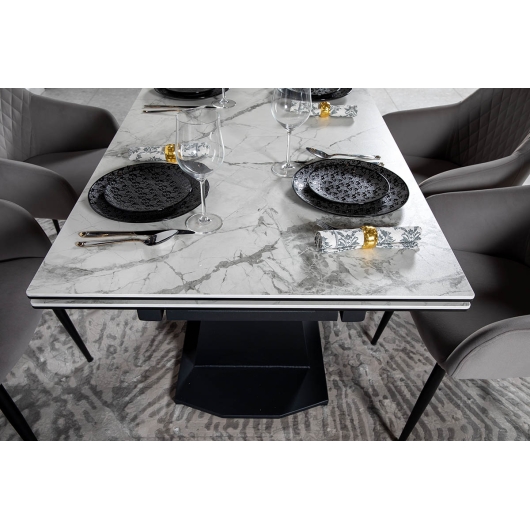 Стіл ЛУАРА 160(200)*90*76 Laminam Invisible white (5mm), изображение 6