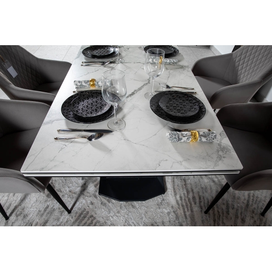 Стіл ЛУАРА 160(200)*90*76 Laminam Invisible white (5mm), изображение 8