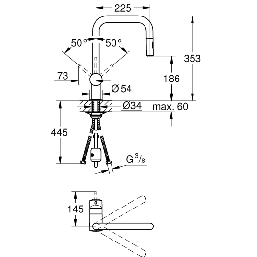 Смеситель для кухни GROHE MINTA с выдвижным изливом (32322002), изображение 4