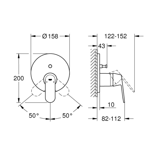 Змішувач прихованого монтажу на 2 споживача Grohe Eurosmart Cosmopolitan (24045000), изображение 4