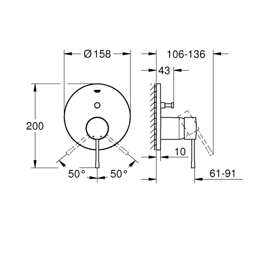 Змішувач прихованого монтажу на 2 споживача Grohe Essence New (24058001), изображение 3