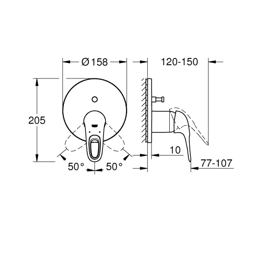 Змішувач прихованого монтажу на 2 споживача Grohe Eurostyle (24049003), изображение 3