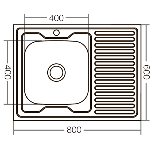 Кухонна мийка накладна ZerixZ8060L-06-160E (Satin) (ZX1616), изображение 3
