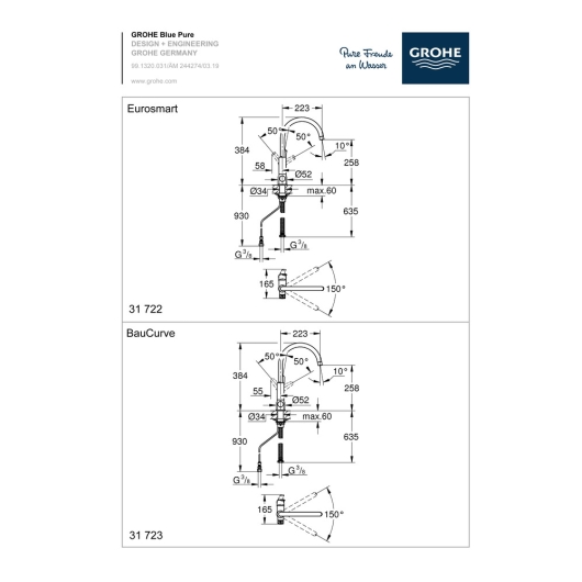 Змішувач для кухні з підключенням до фільтру Grohe Blue Pure (31722000), изображение 2