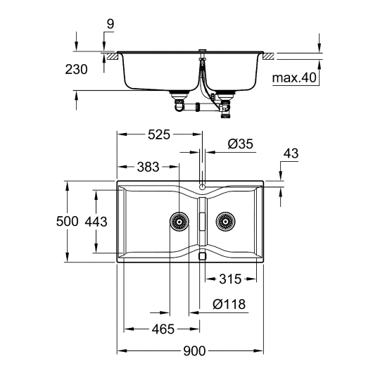 Композитна мийка для кухні Grohe K700 (31658AT0), изображение 3