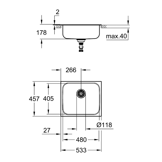 Мийка для кухні із нержавіючої сталі Grohe K200 (31719SD0), изображение 3
