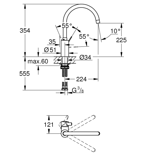 Змішувач для кухні Grohe Eurosmart Cosmopolitan (32843DC2), изображение 3