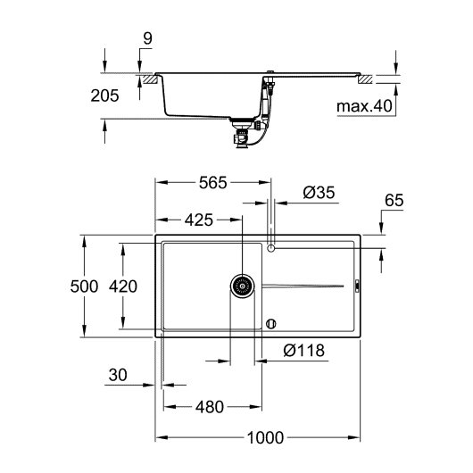 Композитна мийка для кухні Grohe K400 (31641AP0), изображение 2