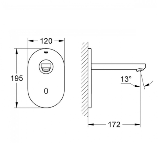 Змішувач безконтактний для умивальника Bluetooth прихов. монт. Grohe Euroeco Cosmopolitan E (364100, изображение 2