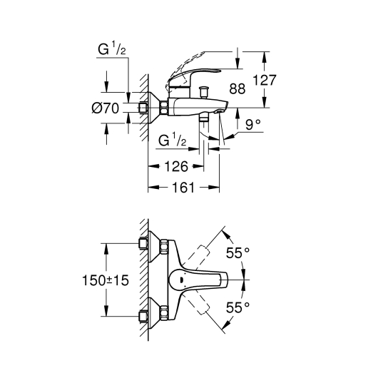 Набір зміш. для ванни 3в1 з New Tempesta 100 Grohe Eurosmart 123246MOL (123246MOL), изображение 9