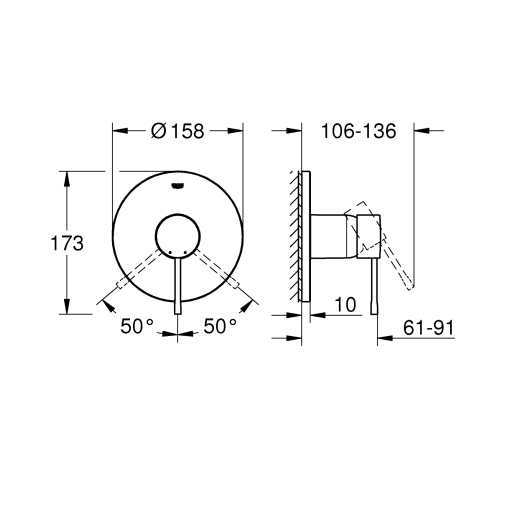 Змішувач прихованого монтажу для 1 споживача Grohe Essence New (24057001), изображение 2