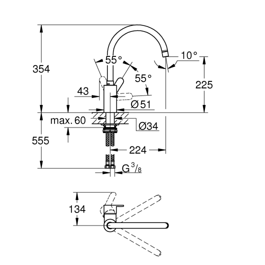 Змішувач для кухні Grohe Eurostyle Cosmopolitan (33975004), изображение 4