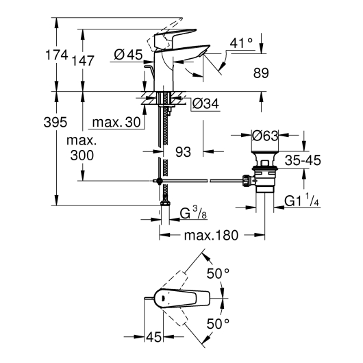 Змішувач для раковини S-розміру Grohe BauEdge New (23328001), изображение 3