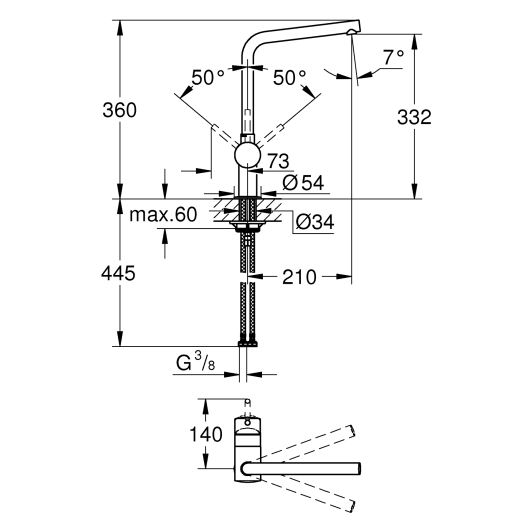 Змішувач для кухні Grohe Minta (31375000), изображение 4