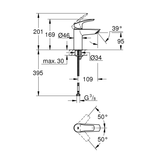 Змішувач для раковини S-розміру Grohe Eurosmart New (32467003), изображение 2