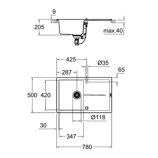 Композитна мийка для кухні Grohe K400 (31639AT0), изображение 3