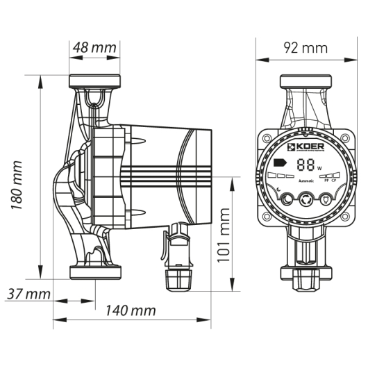 Насос циркуляційний енергозб. Koer KP.N25 / 6-180 (KP0247), изображение 7
