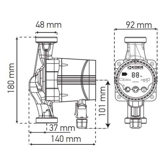 Насос циркуляційний енергозб. Koer KP.N25 / 6-180 (KP0247), изображение 3