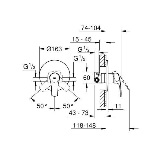 Змішувач прихованого монтажу для 1 споживача Grohe Eurosmart New (33556003), изображение 2