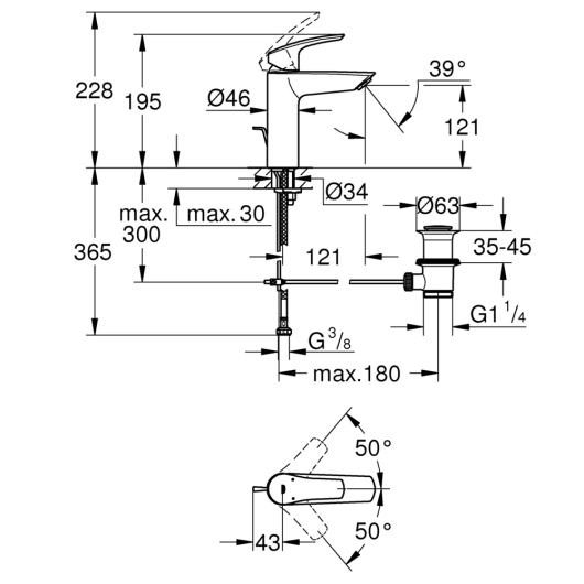 Змішувач для раковини M-розміру Grohe Eurosmart New (23322003), изображение 3