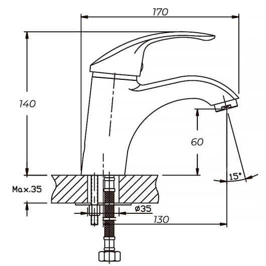 Змішувач для умивальника Haiba Fabio 001 (HB0104), изображение 2